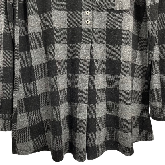 Soft Surroundings Mad About Plaid Gray Button Tunic Top - Sz S - Picture 10 of 16